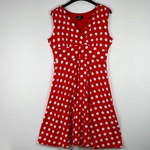 Women's Orange and White Polka Dot A-Line Dress Size: 14